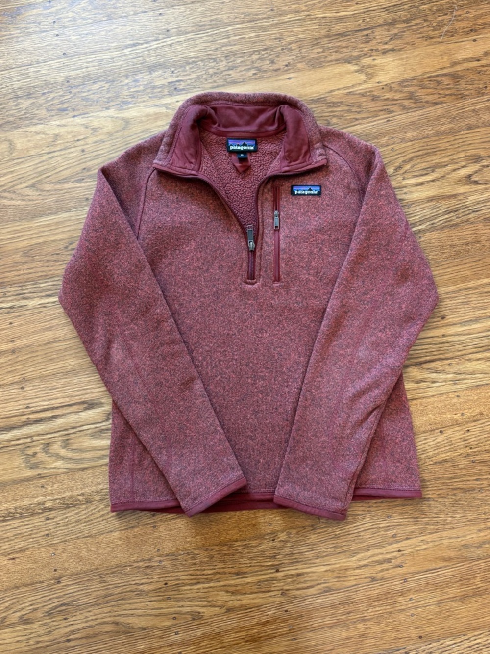 Patagonia Men's Zip-Neck Fleece Pullover in Heathered Maroon